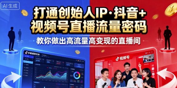 25年直播9-10两期线下课，打通创始人IP，抖音+视频号直播流量密码，教你做出高流量高变现的直播间-送财鼠