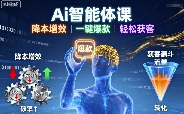 Ai智能体课，降本增效，一键爆款，轻松获客-送财鼠