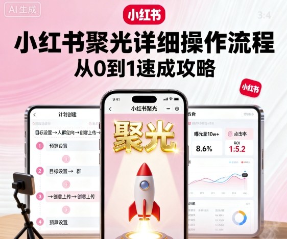 小红书聚光详细操作流程，小红书聚光从0到1速成攻略-送财鼠