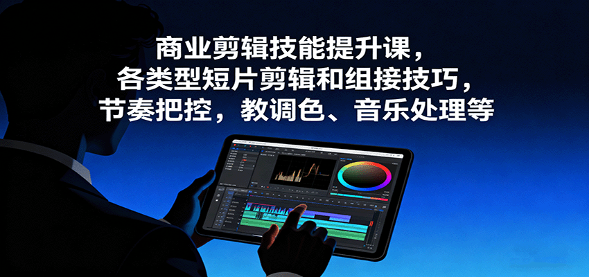 商业剪辑技能提升课，各类型短片剪辑和组接技巧，节奏把控，教调色、音乐处理等-送财鼠