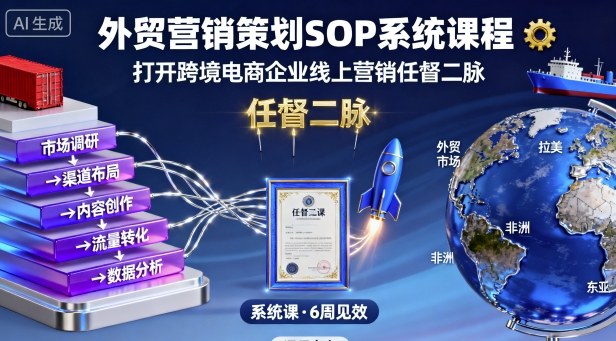 外贸营销策划SOP系统课程，打开跨境电商企业线上营销任督二脉-送财鼠