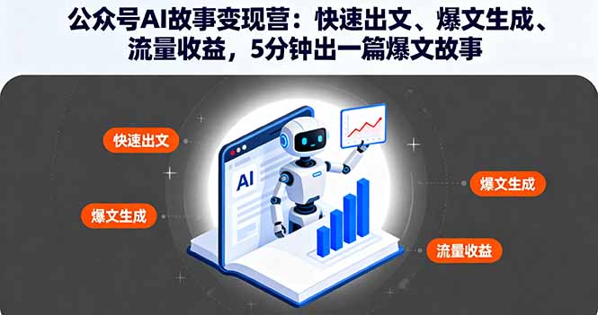 公众号AI故事变现营：快速出文、爆文生成、流量收益，5分钟出一篇爆文故事-送财鼠