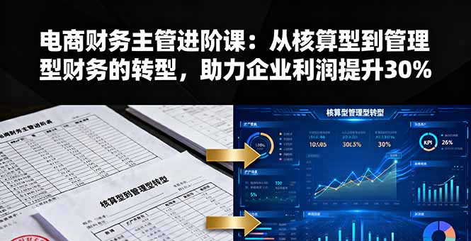 电商财务主管进阶课：从核算型到管理型财务的转型，助力企业利润提升30%-送财鼠
