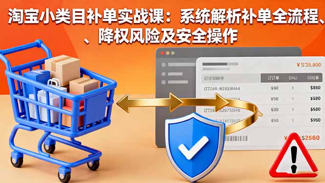 淘宝小类目补单实战课：系统解析补单全流程、降权风险及安全操作-送财鼠