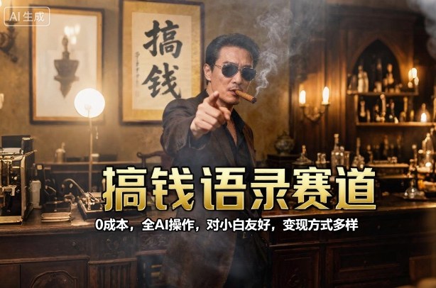 搞钱语录赛道，0成本，全AI操作，对小白友好，变现方式多样-送财鼠
