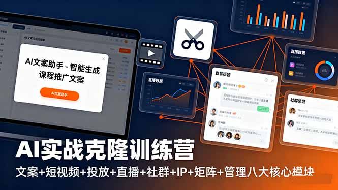 AI实战克隆训练营：文案+短视频+投放+直播+社群+IP+矩阵+管理八大核心模块-送财鼠