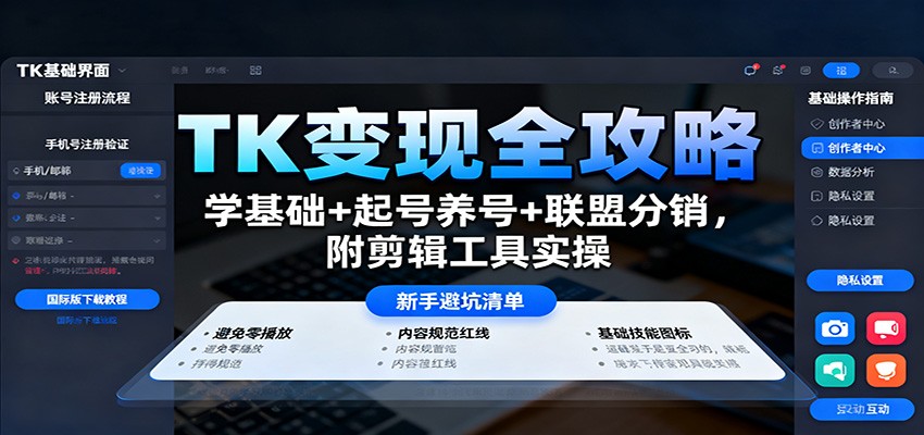 TK变现全攻略：学基础+起号养号+联盟分销，附剪辑工具实操-送财鼠