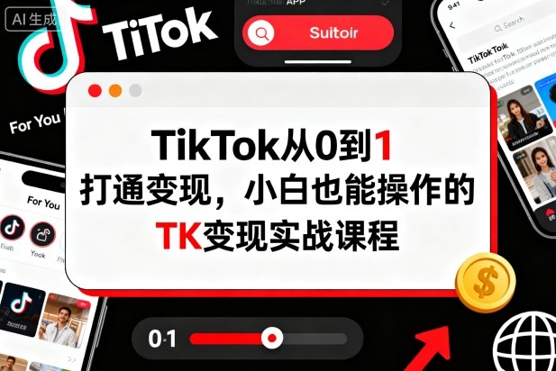 TikTok从0到1打通变现，小白也能操作的TK变现实战课程-送财鼠
