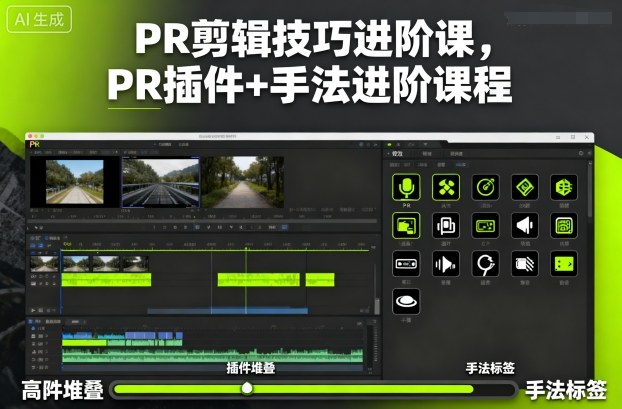 PR剪辑技巧进阶课，PR插件+手法进阶课程-送财鼠