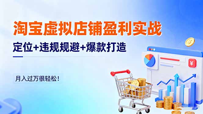 淘宝虚拟店铺盈利实战：定位+违规规避+爆款打造，月入过万很轻松！-送财鼠