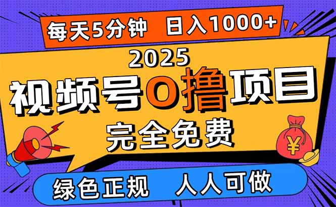 2025视频号0撸项目，5分钟一个号，日入1000+，人人可做-送财鼠
