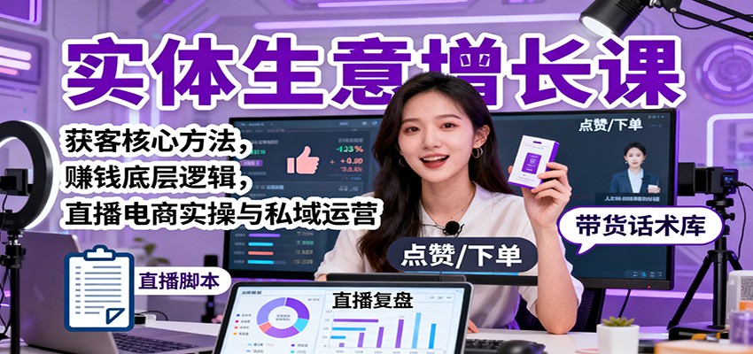 实体生意增长课：获客核心方法，赚钱底层逻辑，直播电商实操与私域运营-送财鼠