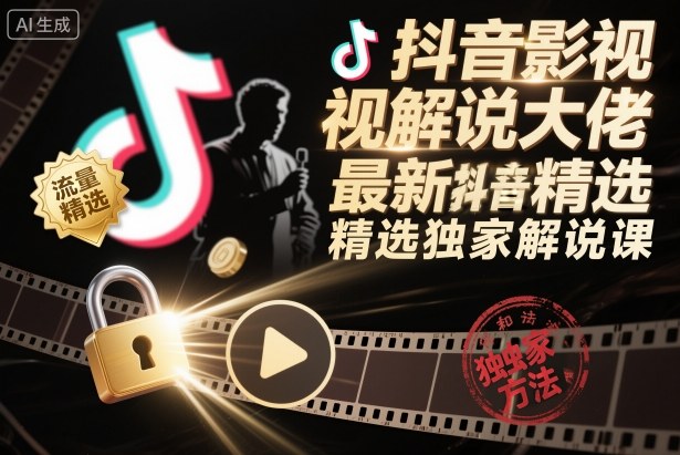抖音影视解说大佬最新抖音进精选和独家方法，精选独家解说课-送财鼠