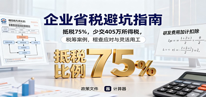 企业省税避坑指南：抵税75%，少交405万所得税，税筹案例，稽查应对与灵活用工-送财鼠