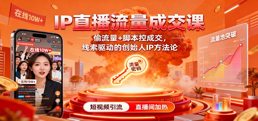 IP直播流量成交课：偷流量+脚本控成交，线索驱动的创始人IP方法论-送财鼠