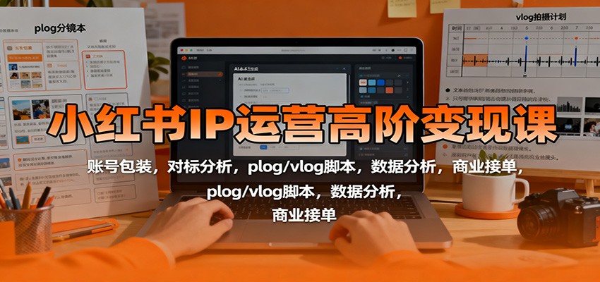 小红书IP运营高阶变现课：账号包装，对标分析，plog/vlog脚本，数据分析，商业接单-送财鼠