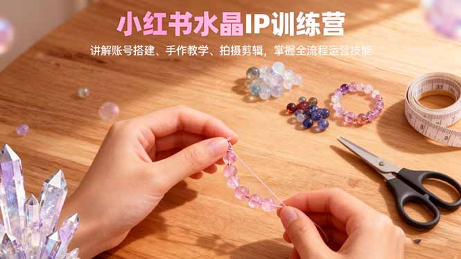 小红书水晶IP训练营，讲解账号搭建、手作教学、拍摄剪辑，全流程运营技能-送财鼠