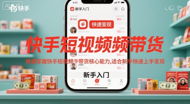 快手短视频带货，快速掌握快手短视频带货核心能力，适合新手快速上手变现-送财鼠