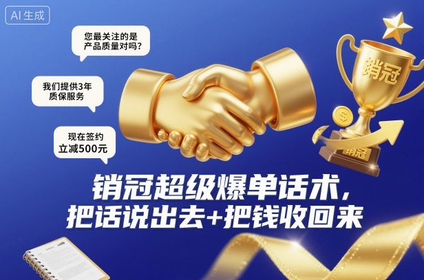 销冠超级爆单话术，把话说出去+把钱收回来-送财鼠