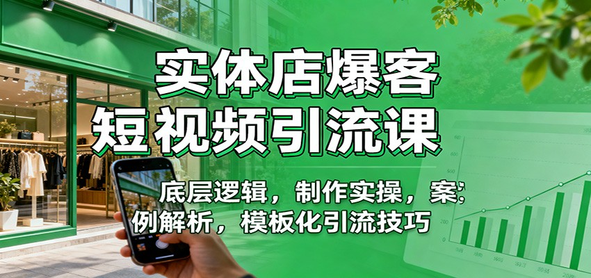 实体店爆客短视频引流课：底层逻辑，制作实操，案例解析，模板化引流技巧-送财鼠