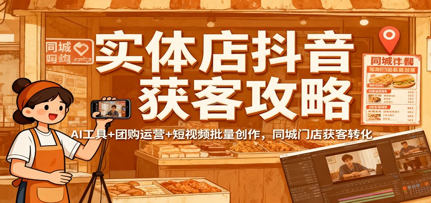 实体店抖音获客攻略：AI工具+团购运营+短视频批量创作，同城门店获客转化-送财鼠