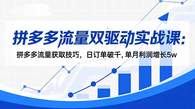 拼多多流量双驱动实战课：拼多多流量获取技巧，日订单破千,单月利润增长5w-送财鼠