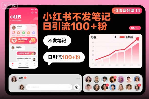 引流系列课14:小红书不发笔记日引流100+粉