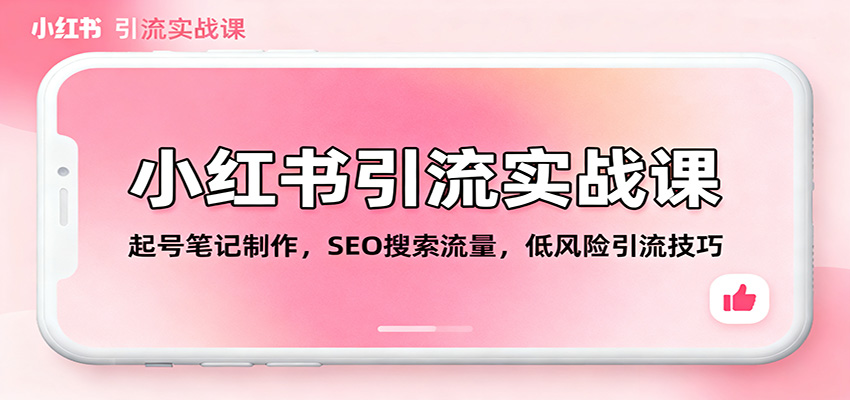 小红书引流实战课：起号笔记制作，SEO搜索流量，低风险引流技巧-送财鼠