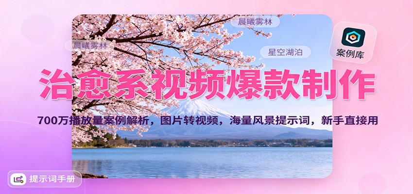 治愈系视频爆款制作，700万播放量案例解析，图片转视频，海量风景提示词，新手直接用-送财鼠