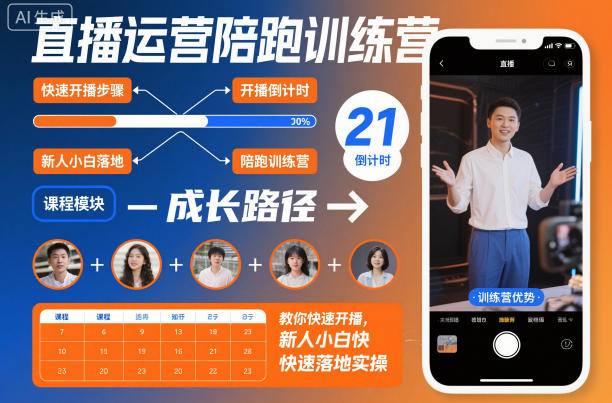 直播运营陪跑训练营，教你快速开播，新人小白快速落地实操-送财鼠