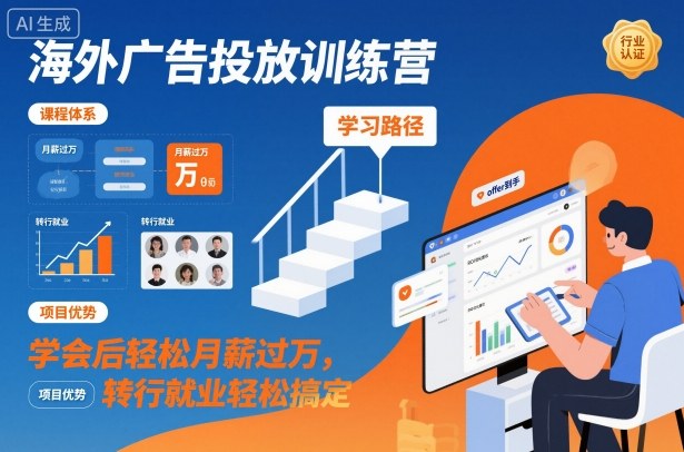 海外广告投放训练营，学会后轻松月薪过万，转行就业轻松搞定-送财鼠