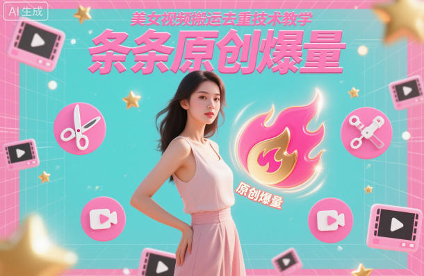 美女视频搬运去重技术教学，条条原创爆量-送财鼠