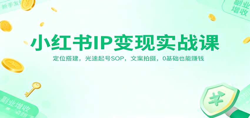 小红书IP变现实战课：定位搭建，光速起号SOP，文案拍摄，0基础也能赚钱-送财鼠