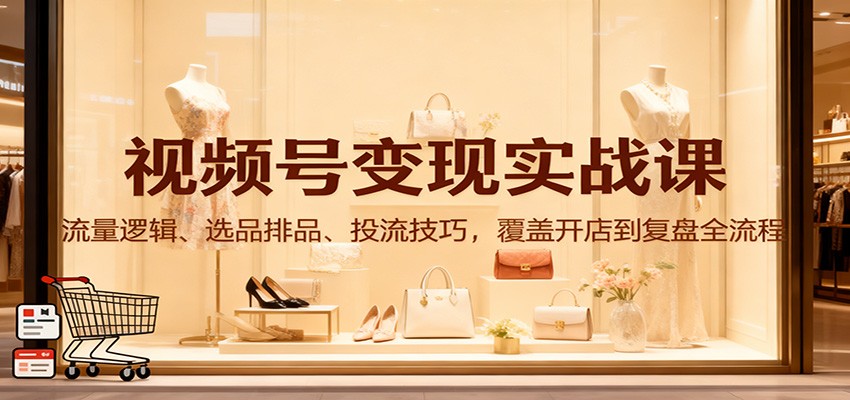 视频号变现实战课：流量逻辑、选品排品、投流技巧，覆盖开店到复盘全流程-送财鼠