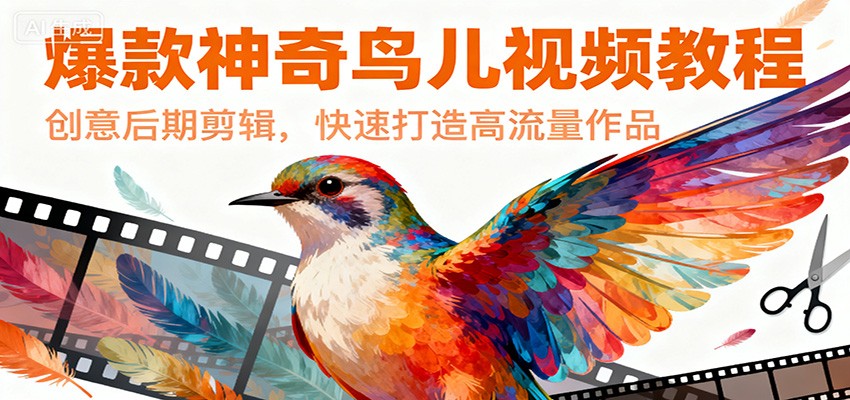 爆款神奇鸟儿视频教程，创意后期剪辑，快速打造高流量作品-送财鼠
