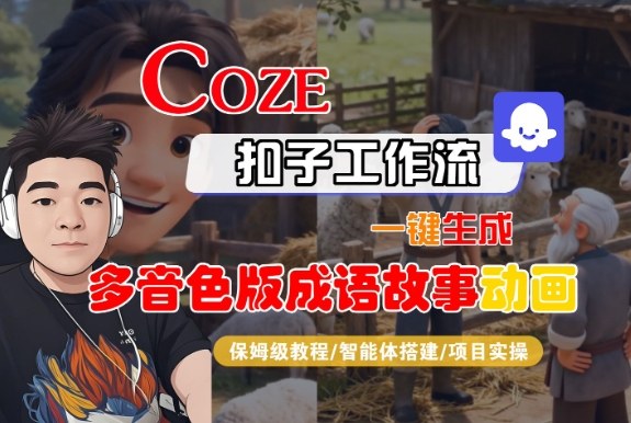 Coze扣子智能体工作流一键生成“多音色版成语故事“动画，全流程保姆级教学-送财鼠