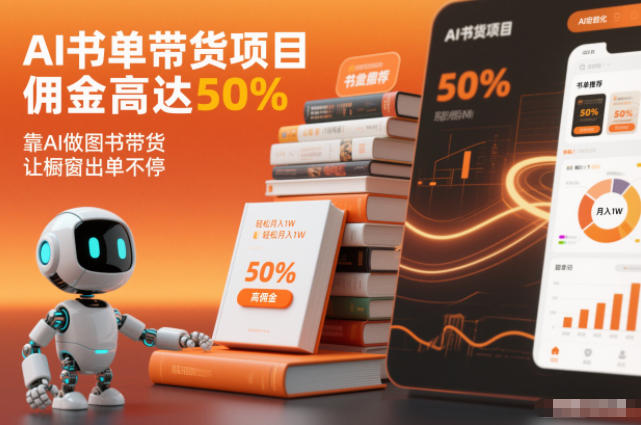 AI书单带货项目，佣金高达50%，靠AI做图书带货，让橱窗出单不停，轻松月入1W-送财鼠