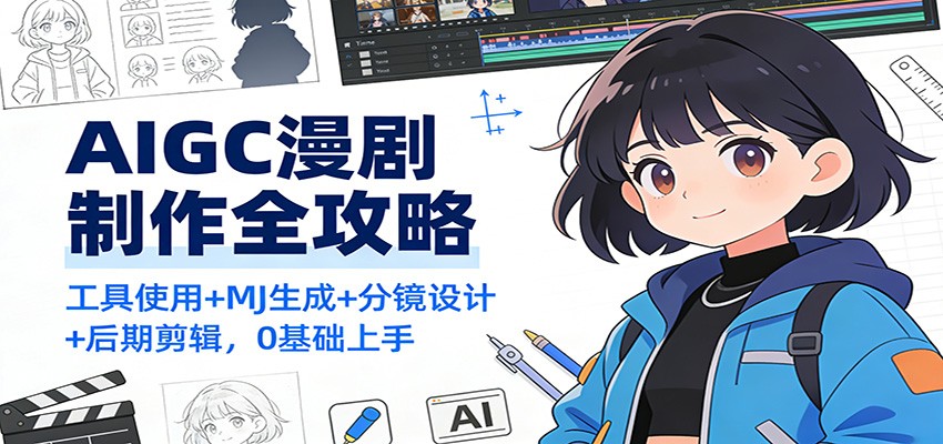 AIGC漫剧制作全攻略：工具使用+MJ生成+分镜设计+后期剪辑，0基础上手-送财鼠