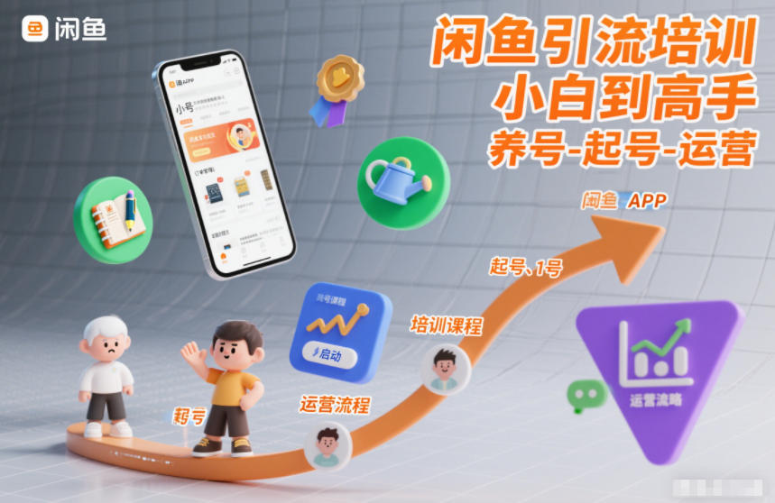 闲鱼引流培训，小白到高手，养号-起号-运营-送财鼠