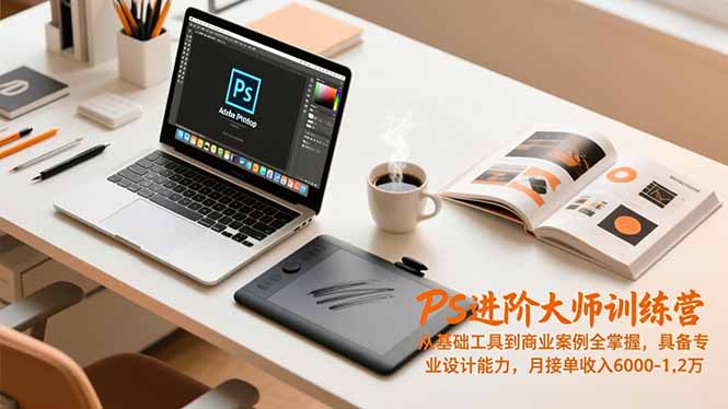 PS进阶大师训练营，从基础工具到商业案例全掌握，具备专业设计能力，月接单收入6000-1.2万-送财鼠