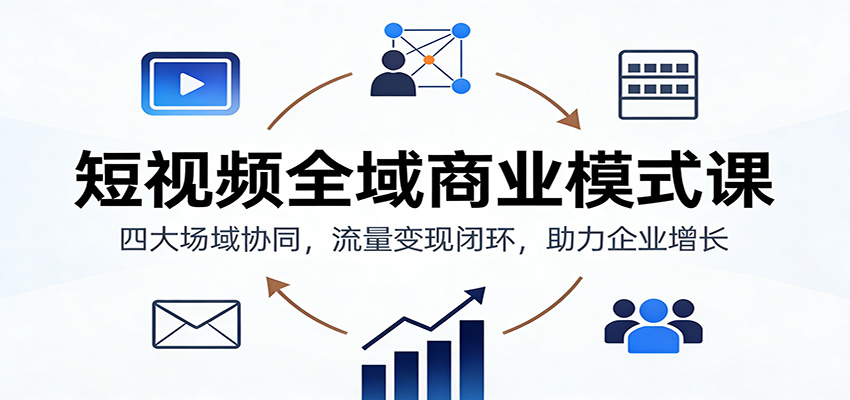 短视频全域商业模式课：四大场域协同，流量变现闭环，助力企业增长-送财鼠