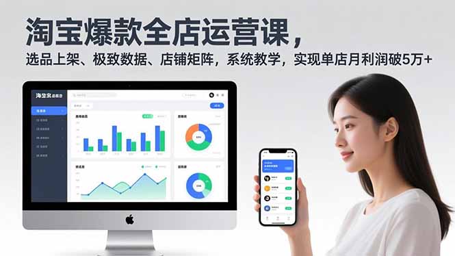 淘宝爆款全店运营课2.0，选品上架、极致数据、店铺矩阵，系统教学，实现单店月利润破5万+-送财鼠