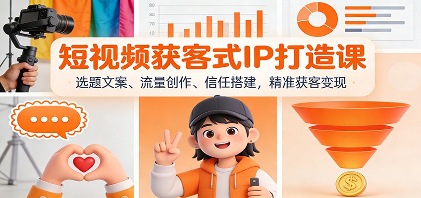 短视频获客式IP打造课：选题文案、流量创作、信任搭建，精准获客变现-送财鼠