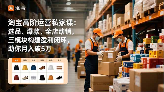 淘宝高阶运营私家课：选品、爆款、全店动销，三模块构建盈利闭环，助你月入破5万(更新12月-送财鼠