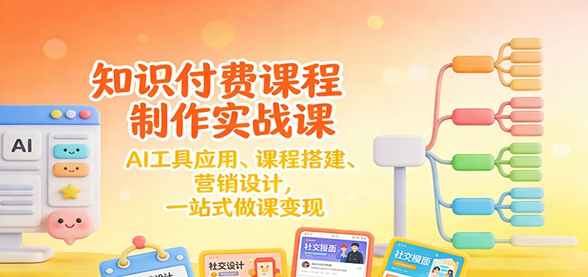 知识付费课程制作实战课：AI工具应用 、课程搭建、营销设计，一站式做课变现-送财鼠