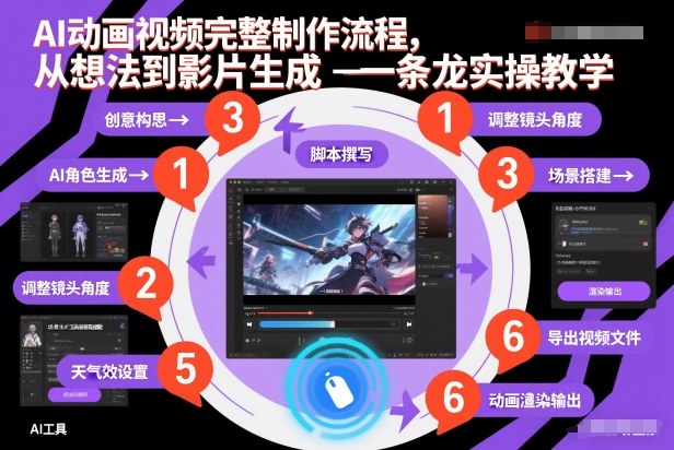 AI动画视频完整制作流程，从想法到影片生成一条龙实操教学-送财鼠