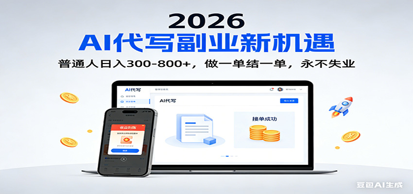 2026 副业首选!AI 代写日入 300-800,普通人0门槛,做一单结一单!-送财鼠