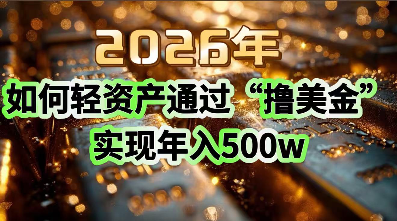 2026年如何轻资产通过“撸美金”实现年入500w-送财鼠
