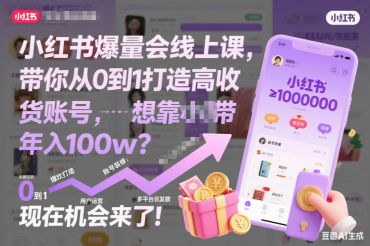 小红书爆量会线上课，带你从0到1打造高收益带货账号，想靠小红书带货年入100w？现在机会来了！(更新)-送财鼠
