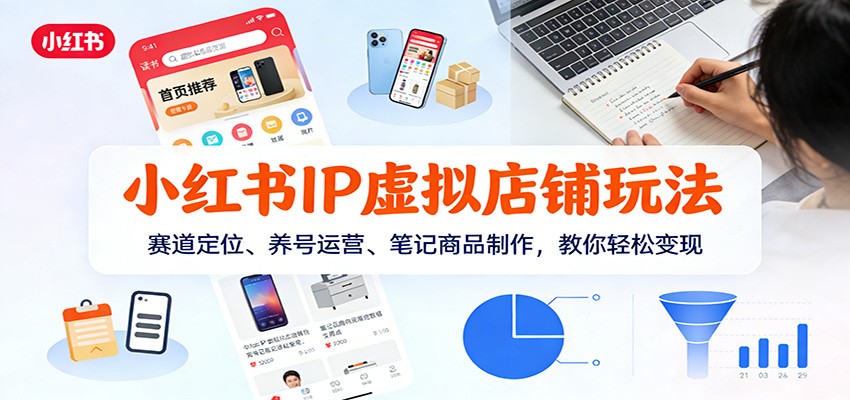小红书IP虚拟店铺玩法，赛道定位、养号运营、笔记商品制作，教你轻松变现-送财鼠